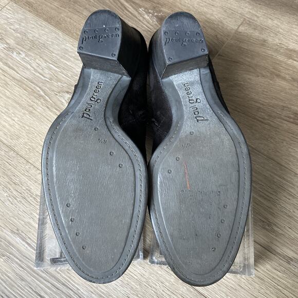 Paul Green Ankle Booties Womens Sz 6.5 Black Suede Zipper 2.5" Heel - Picture 6 of 9